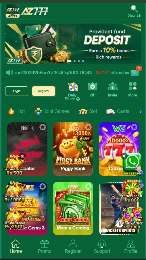 AZ777 Game interface